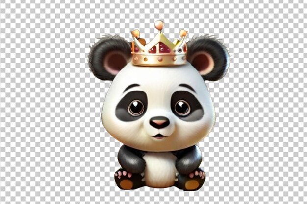 PSD personaje de dibujos animados en 3d de un panda con corona