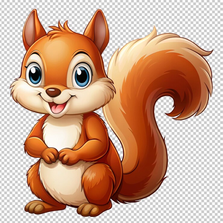 PSD un personaje de dibujos animados de ardilla en un fondo transparente