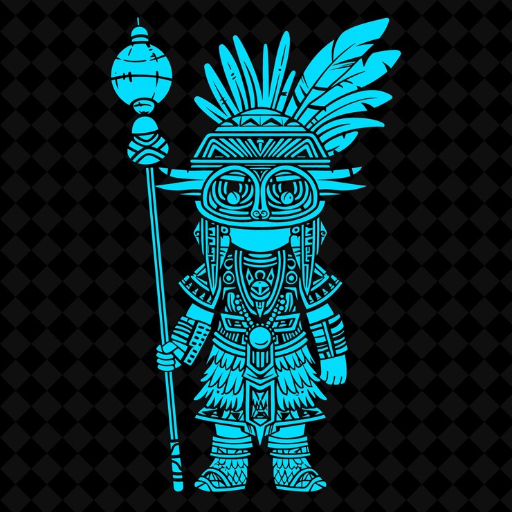 PSD un personaje de dibujos animados azul con una espada y un escudo