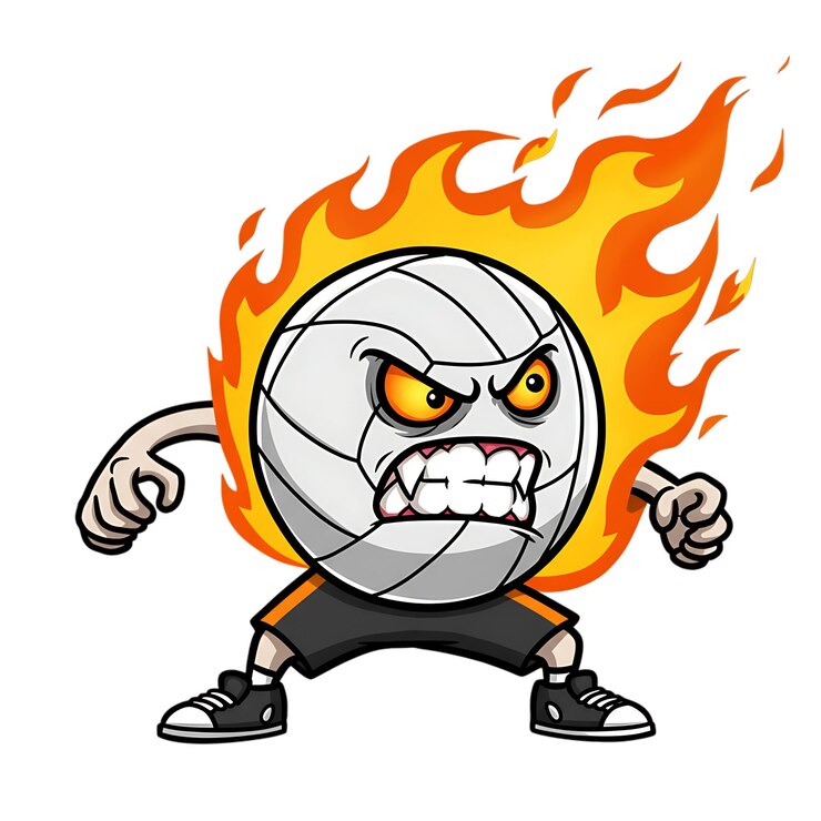PSD un personaje de dibujos animados con una bola de fuego en el fondo