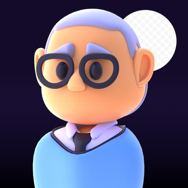 Un personaje de dibujos animados con una camisa azul y anteojos que dice 
