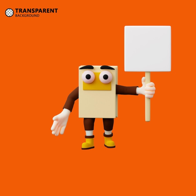 Un personaje de dibujos animados con un cartel que dice fondo transparente.