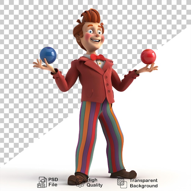 PSD personaje de dibujos animados de circo aislado en fondo blanco incluye archivo png