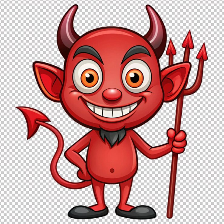 PSD personaje de dibujos animados del diablo sobre fondo blanco