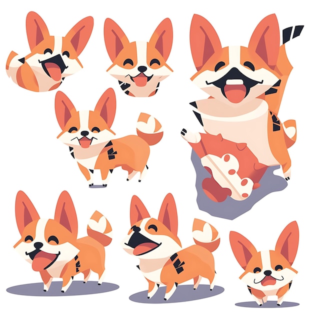 personaje de dibujos animados de un diseño gráfico corgiflat riendo