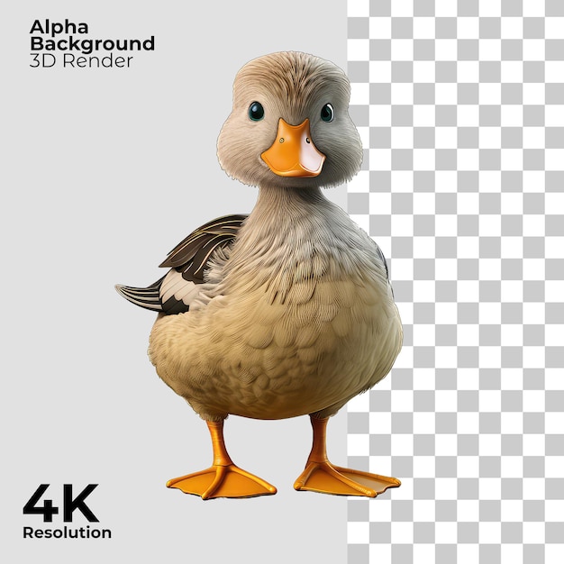 PSD el personaje de dibujos animados de gadwall en un fondo transparente