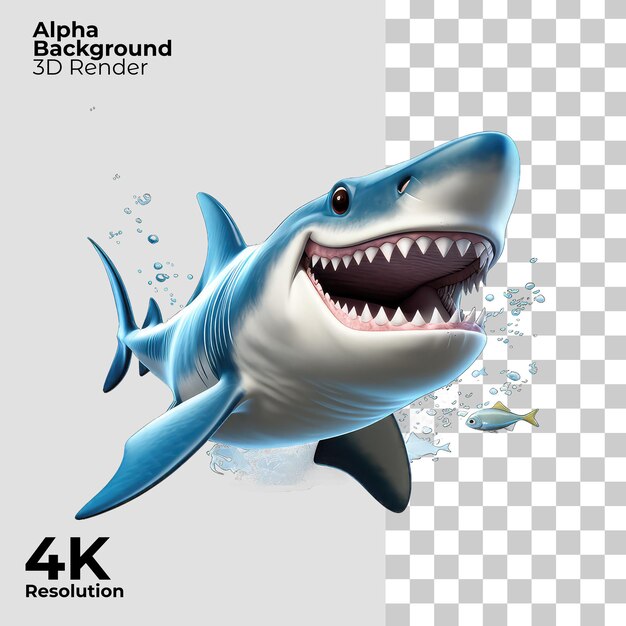 PSD personaje de dibujos animados ganges shark en un fondo transparente