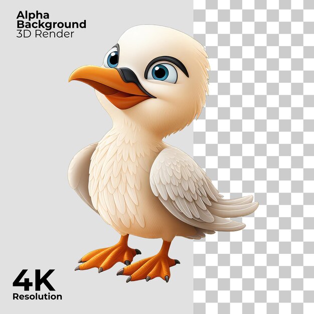 PSD el personaje de dibujos animados gannet en un fondo transparente