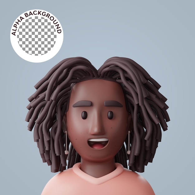 Personaje de dibujos animados de ilustración 3d de mujer negra