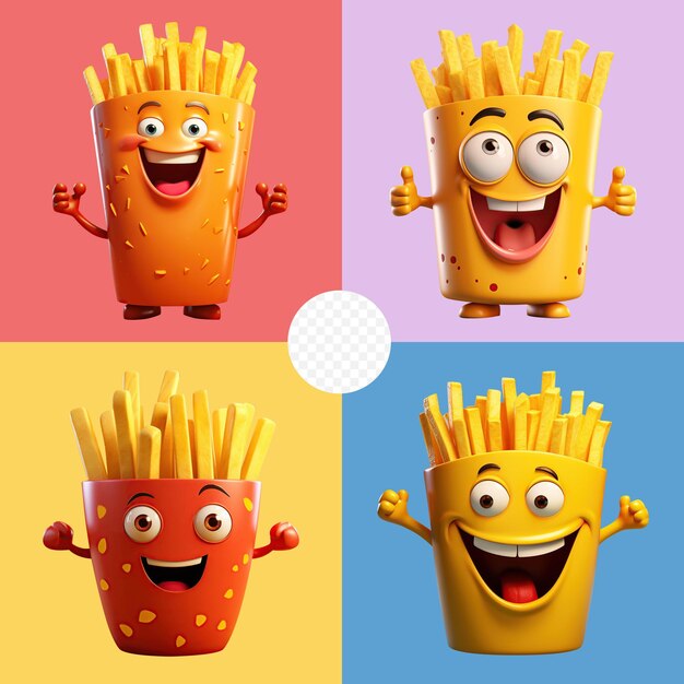 Personaje de dibujos animados mascota patatas fritas