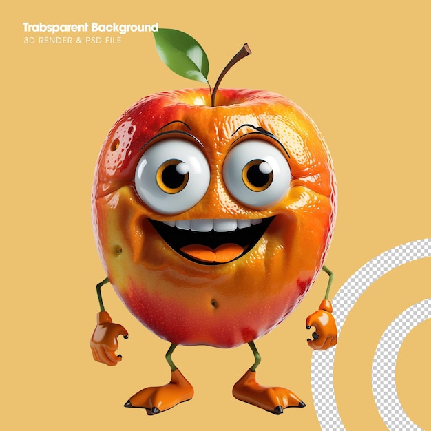 PSD un personaje de dibujos animados naranja en 3d