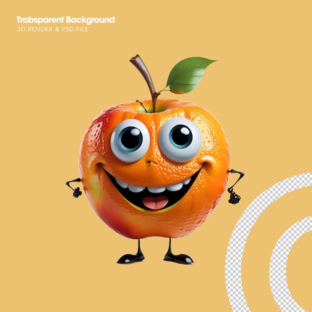 PSD un personaje de dibujos animados naranja en 3d