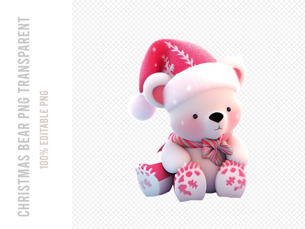 PSD personaje de dibujos animados de oso de navidad transparente