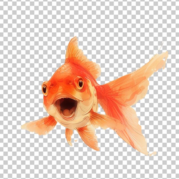 Personaje de dibujos animados de peces exóticos en un fondo transparente