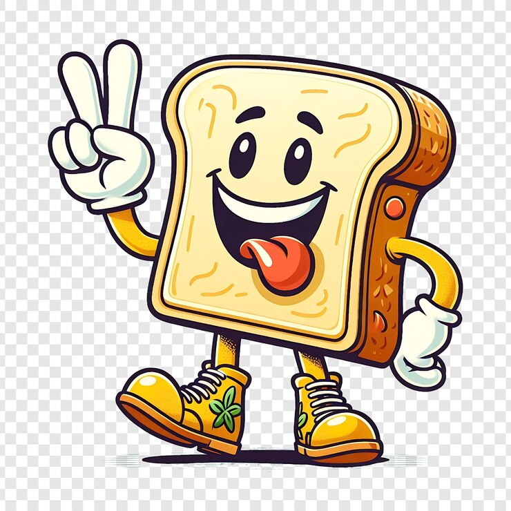 PSD personaje de dibujos animados retro groovy toast