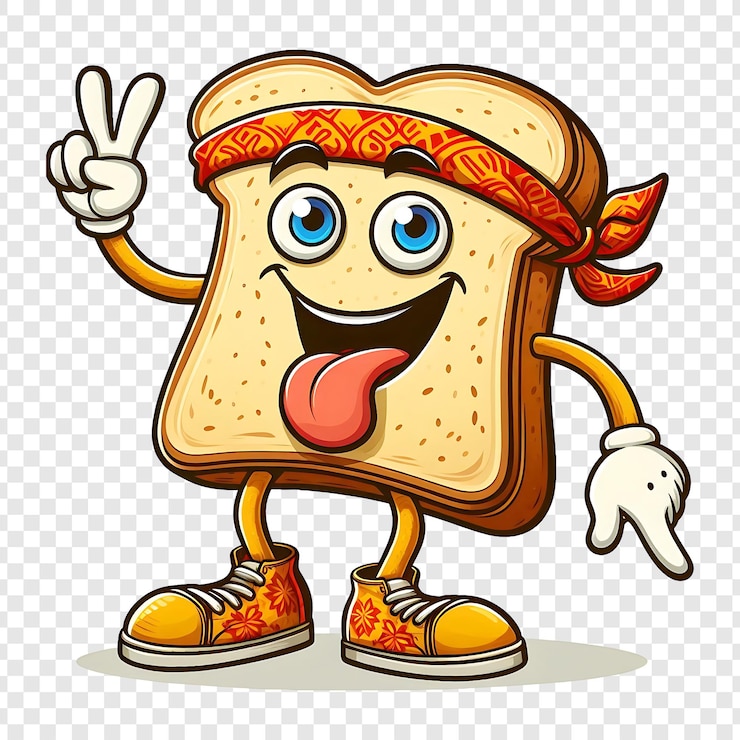 PSD personaje de dibujos animados retro groovy toast