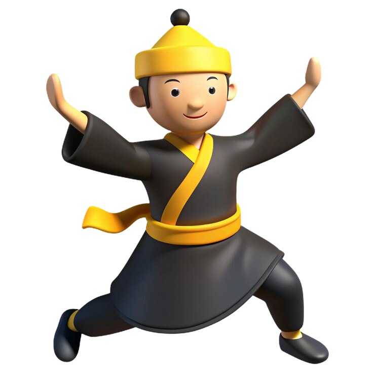 PSD un personaje de dibujos animados con un sombrero amarillo y un traje negro
