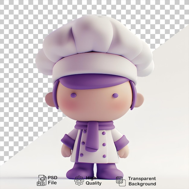 PSD un personaje de dibujos animados con un sombrero de chef aislado en un fondo transparente