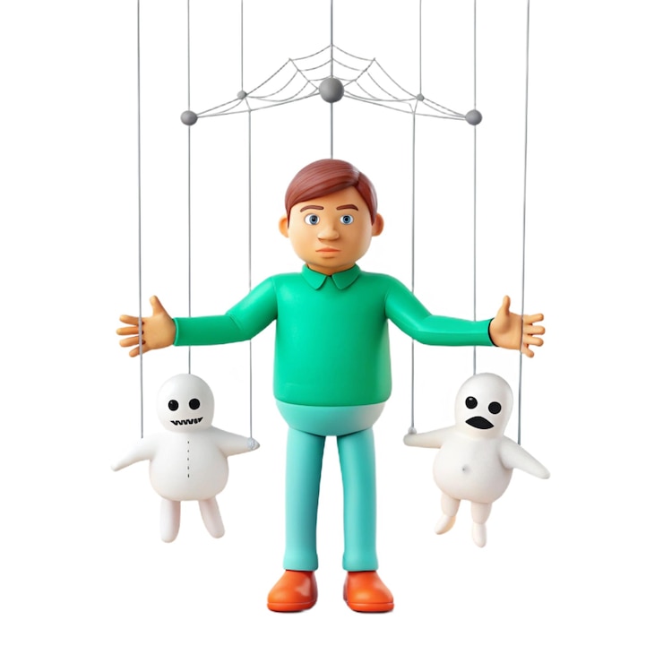 PSD un personaje de dibujos animados con un suéter verde y un ratón blanco en la parte inferior