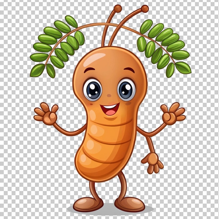 PSD personaje de dibujos animados de tamarindo en fondo transparente