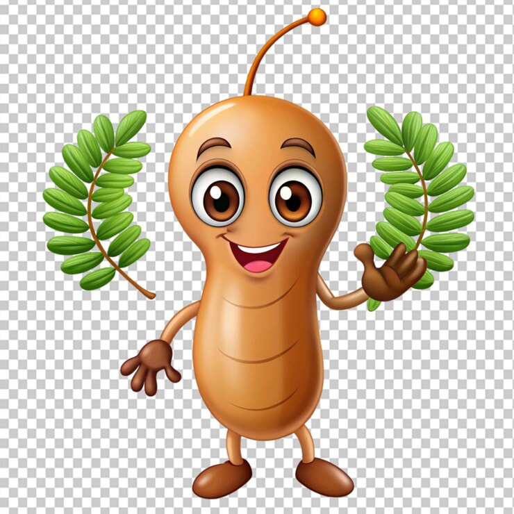 PSD personaje de dibujos animados de tamarindo en fondo transparente