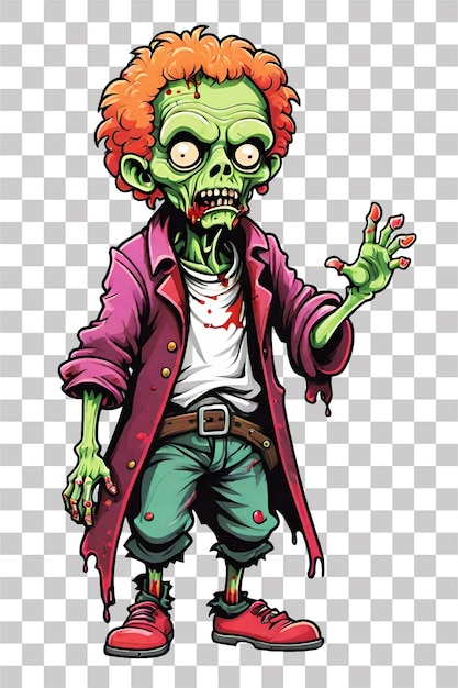 PSD personaje de dibujos animados de zombies aislado en un fondo transparente