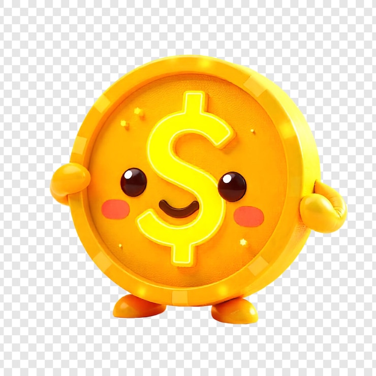 PSD personaje de dinero lindo aislado en un fondo transparente