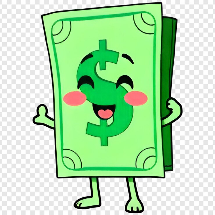 PSD personaje de dinero lindo aislado en un fondo transparente