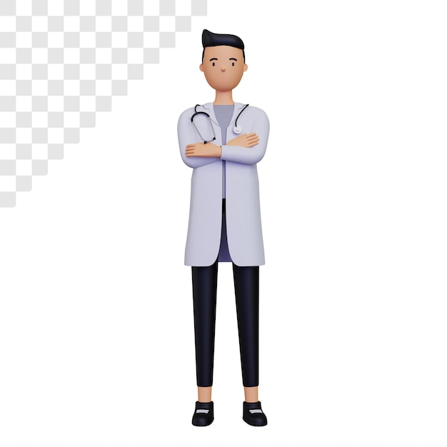 Personaje de doctor masculino 3d con estetoscopio