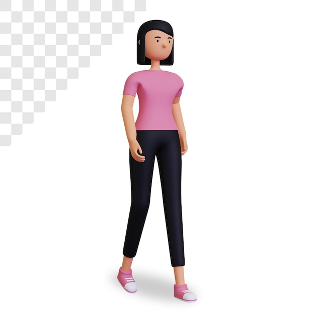 Personaje femenino 3d está caminando