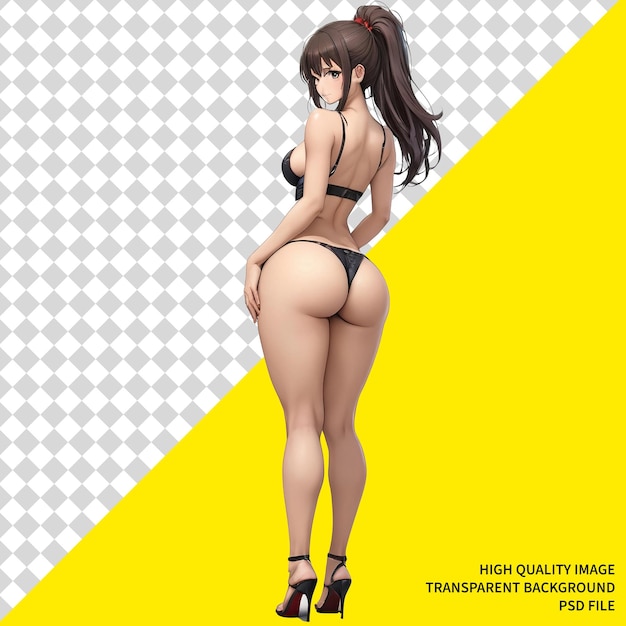 PSD personaje femenino de anime cuerpo perfecto mujer chica modelo de personaje