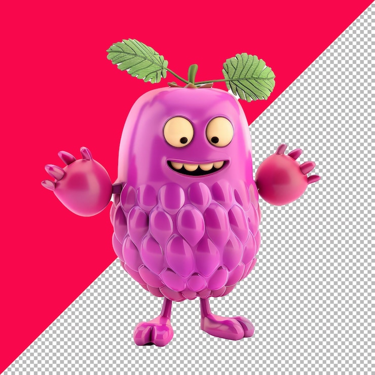 PSD el personaje de la grosella dulce 3d aislado render fondo blanco fondo transparente png psd