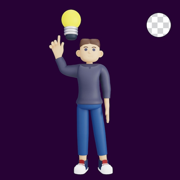 Personaje de hombre de negocios en 3D Consigue una idea de negocio