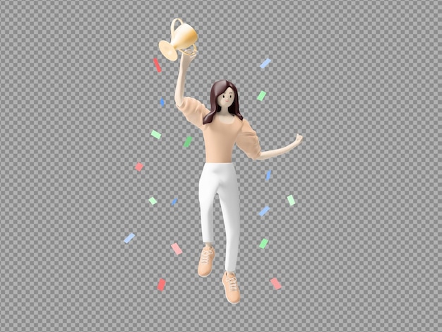 Personaje de ilustración 3d campeón ganador