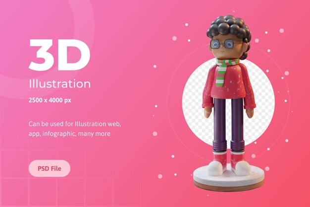 Personaje de ilustración 3D, Feliz Navidad, utilizado para web, aplicación, infografía, impresión, etc.