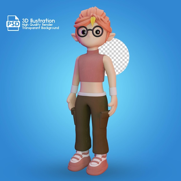 PSD personaje de ilustración femenina 3d