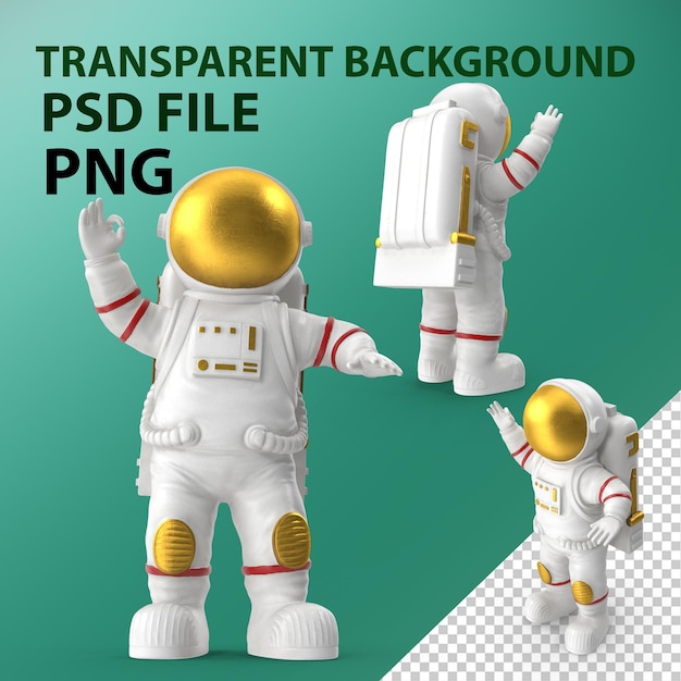 Personaje de juguete de astronauta blanco ok Pose PNG