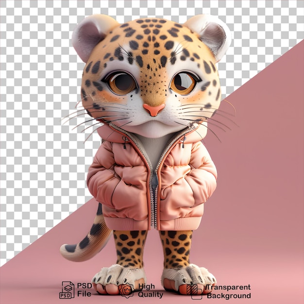 PSD el personaje leopardo 3d aislado en un fondo transparente incluye un archivo png