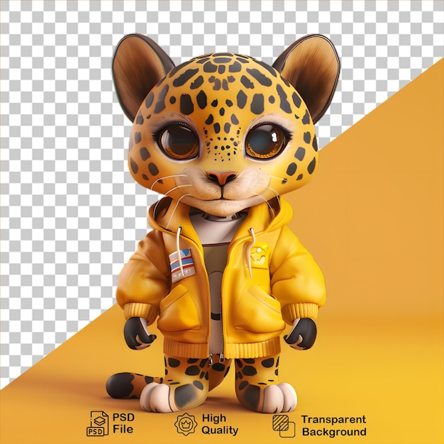 PSD el personaje leopardo 3d aislado en un fondo transparente incluye un archivo png
