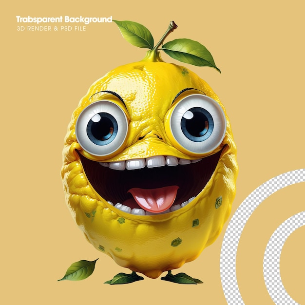 PSD el personaje de limón gracioso en 3d