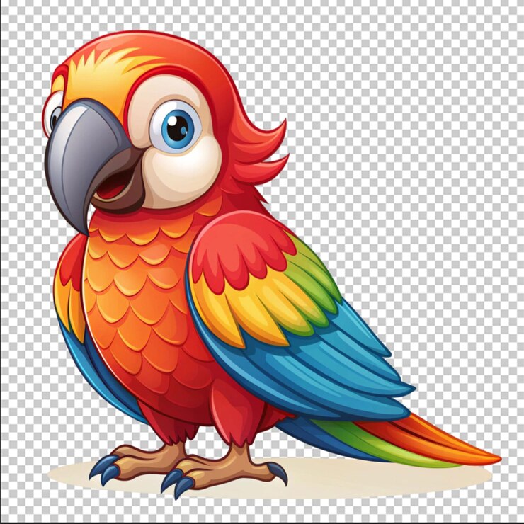 PSD personaje de loro lindo aislado pájaro de la selva vector aislado en blanco