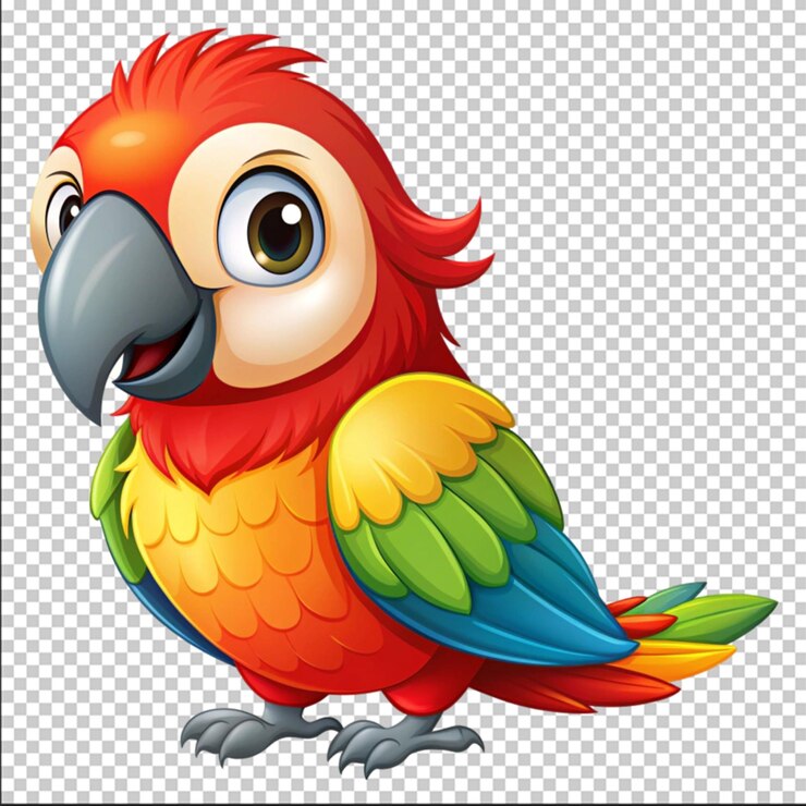 PSD personaje de loro lindo aislado pájaro de la selva vector aislado en blanco