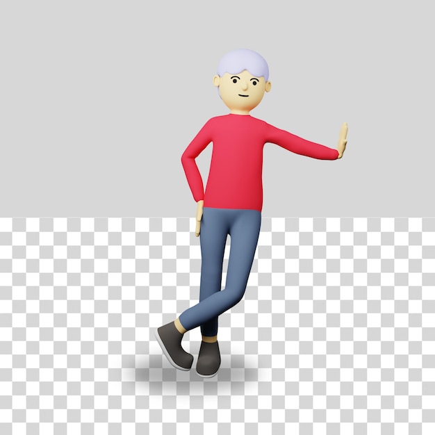 Personaje masculino en 3D actuando bien.