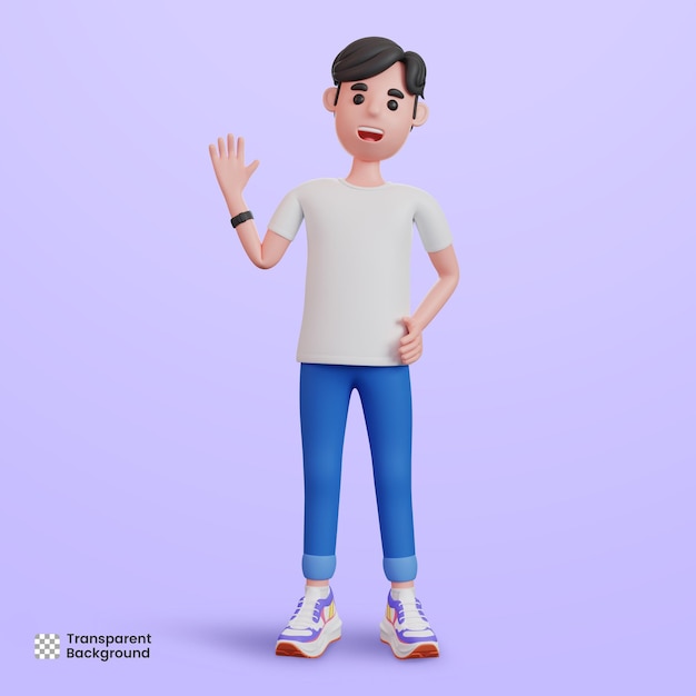 Personaje masculino 3d agitando su mano