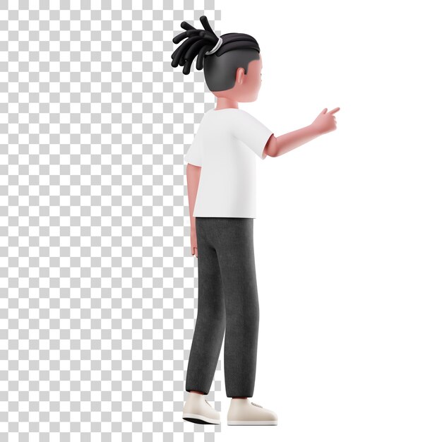 Personaje masculino 3d apuntando la pose de presentación