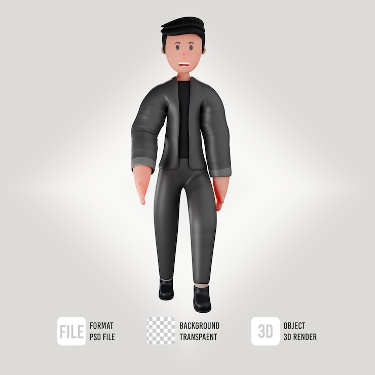 PSD personaje masculino 3d caminando