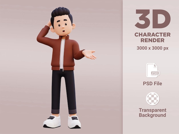 personaje masculino 3d confundido