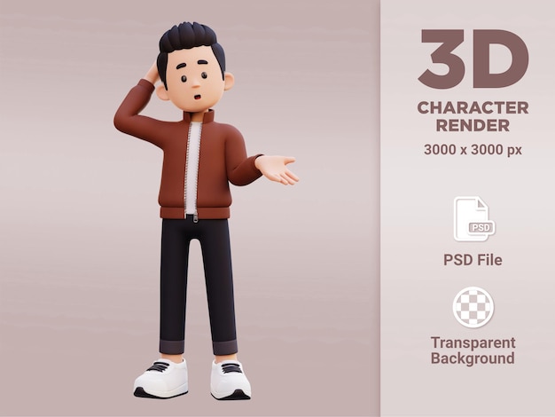 Personaje masculino 3d confundido