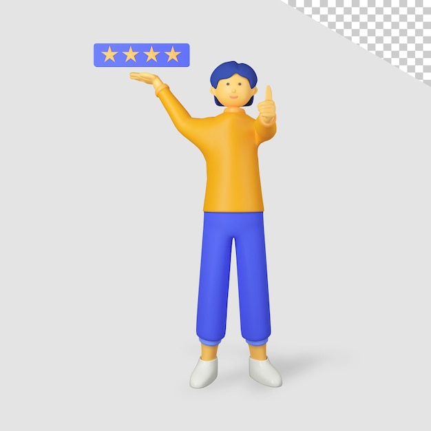 PSD personaje masculino 3d con estrellas