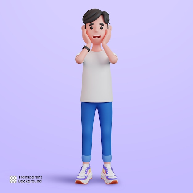 personaje masculino 3d frunciendo el ceño y teniendo problemas